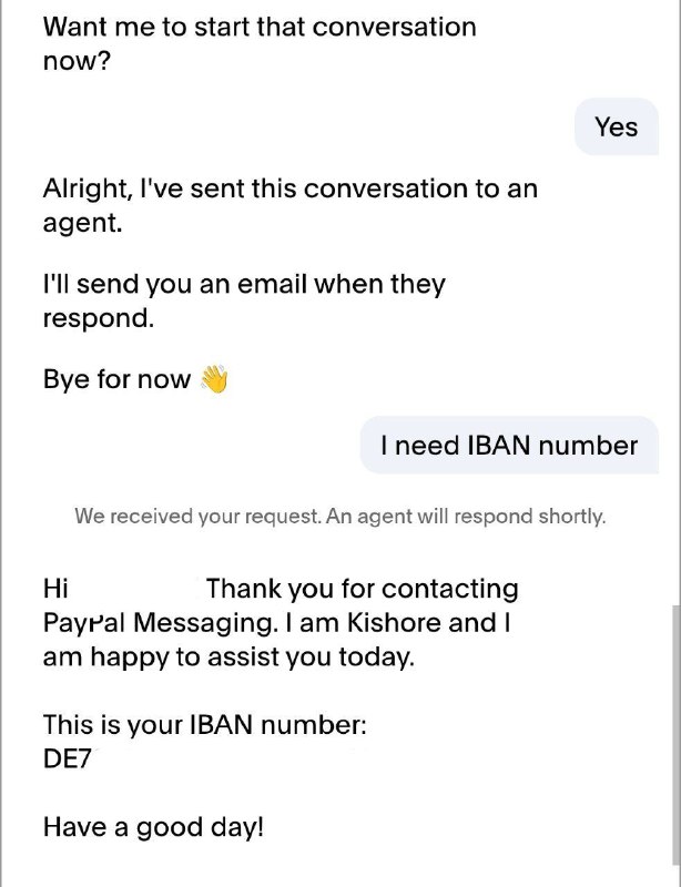 #PayPalPayPal DE可以找在线客服领一个账号专属IBAN(非同名，名字是: PayPal Europe S.a.r.l. et Cie S.C.A)，用N26转了1o，隔天入账显示来自PayPal Inc.打款