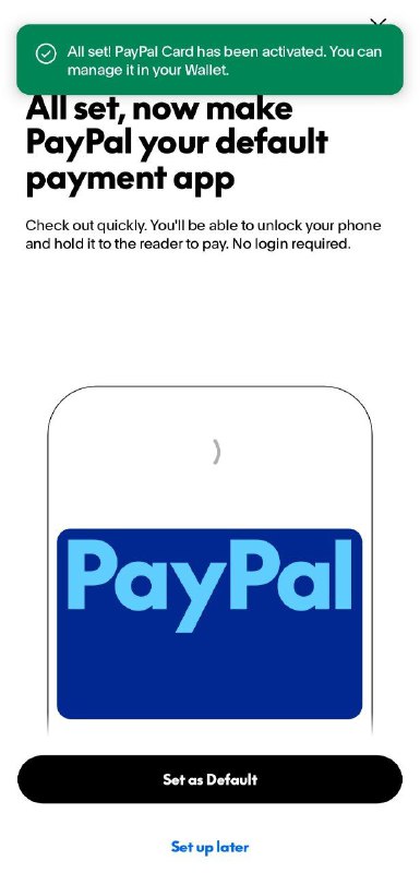 #paypal🇩🇪安卓PayPal给非接额外做了一张虚拟卡(区别于之前的GPAY专用虚拟卡，这张可以应用内可查询卡号cvv等)，并且还可以申领实体卡(4.99o)
